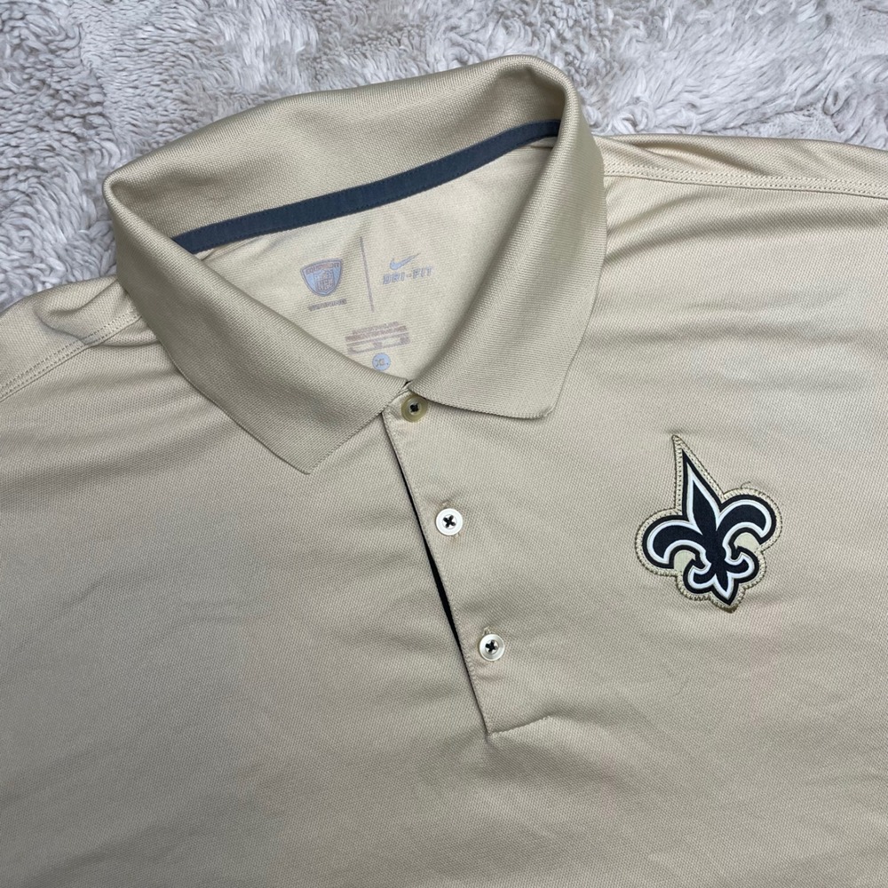 Nike NFL New Orleans Saints Dri-FIT Training Polo Shirt Gold Black Mens XL